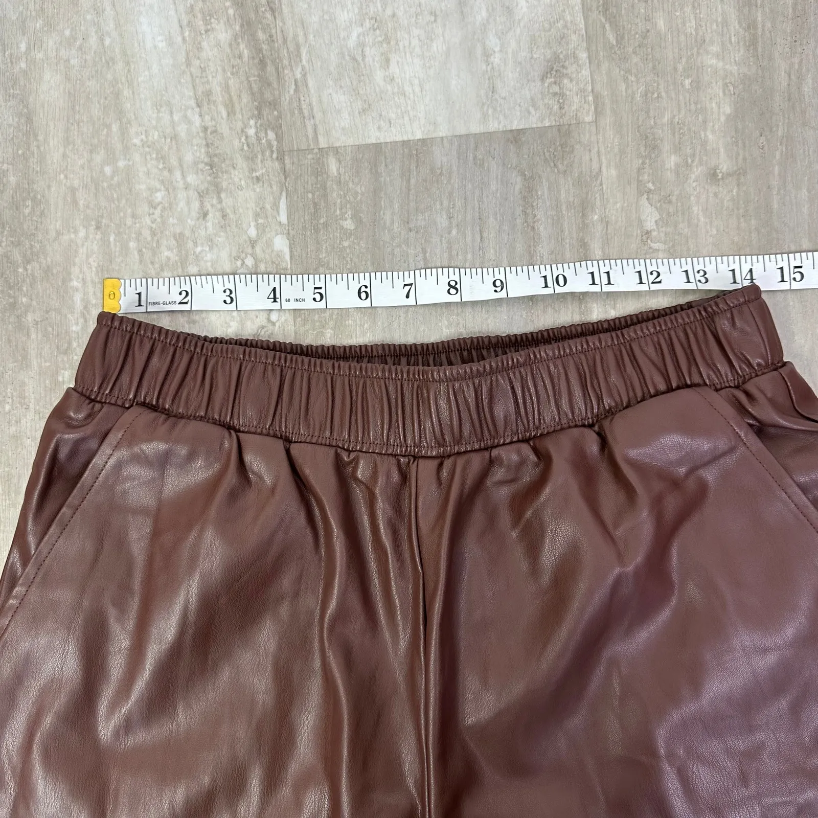 WeWoreWhat Brown Vegan Leather Joggers in Cacao Size Large - Image 10