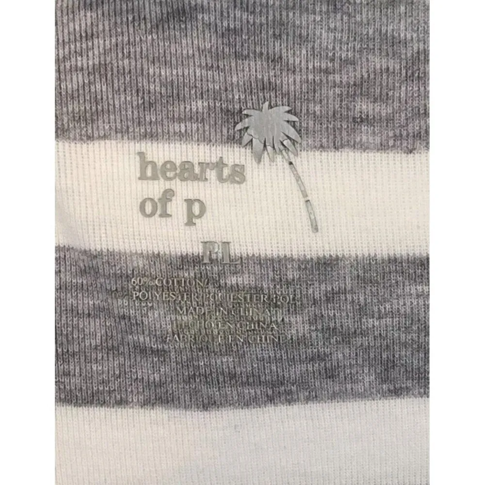 Hearts Of Palm Cardigan Open Front Gray And White Striped Womens Size PL - Image 7