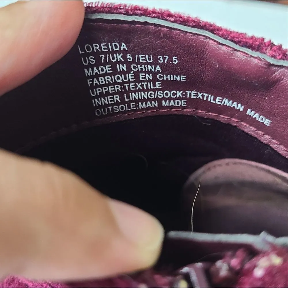 Floral Women's Red Ankle Booties Size 7 Red - Image 10