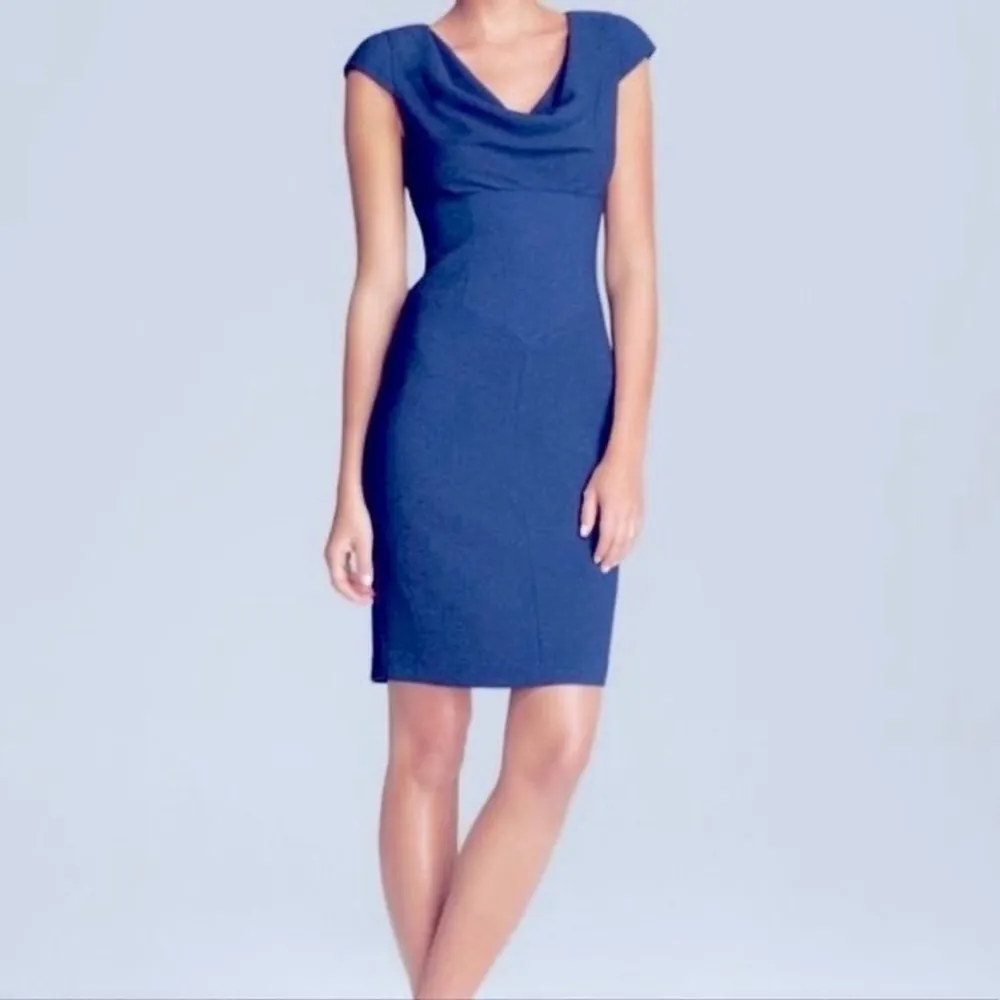 Black Halo Jackie O Blue Dress 8 | Holiday Party | Winter Wedding - Image 5