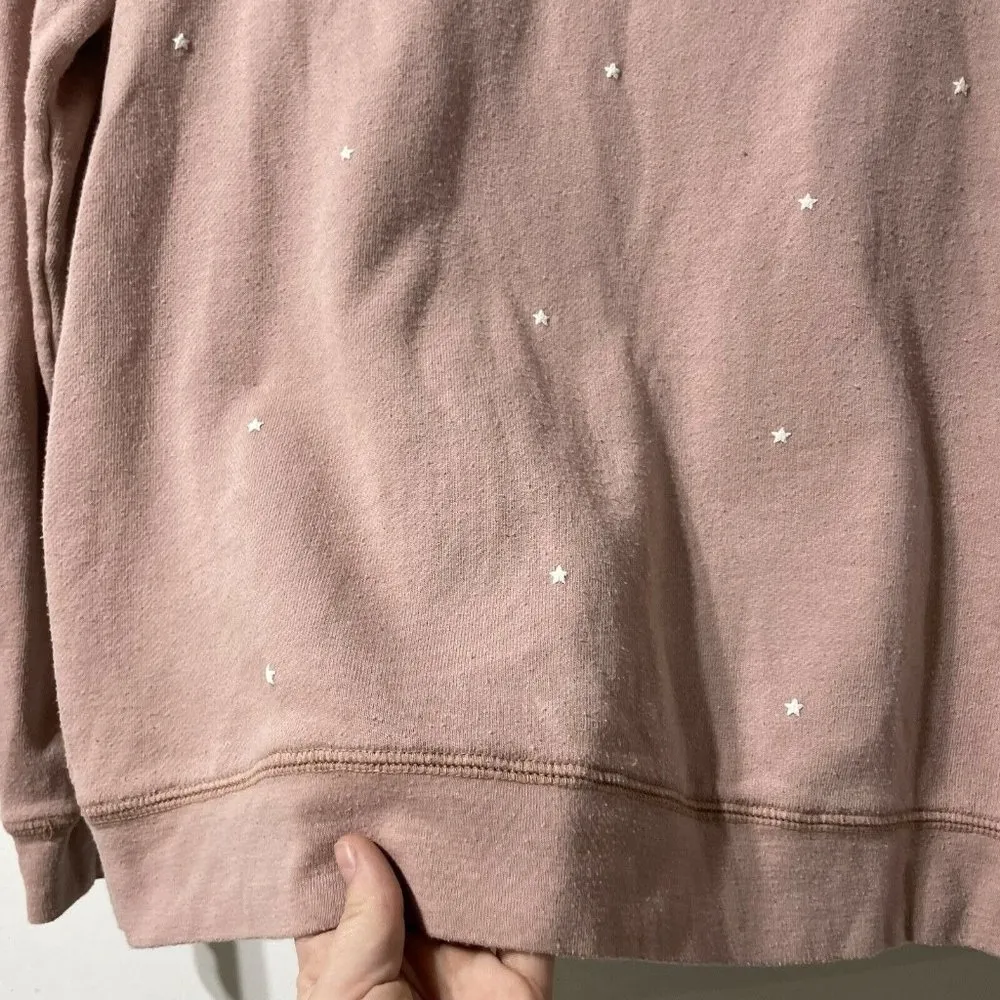 Junk Food Stay-Cation Pink Star Print Crew Neck Sweatshirt Size Small Loungewear - Image 2