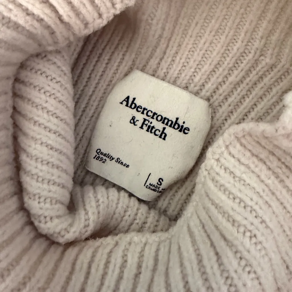 ABERCROMBIE & FITCH Cowl Neck Knit Stripped Ribbed Pullover Cream Sweater Sz S - Image 7