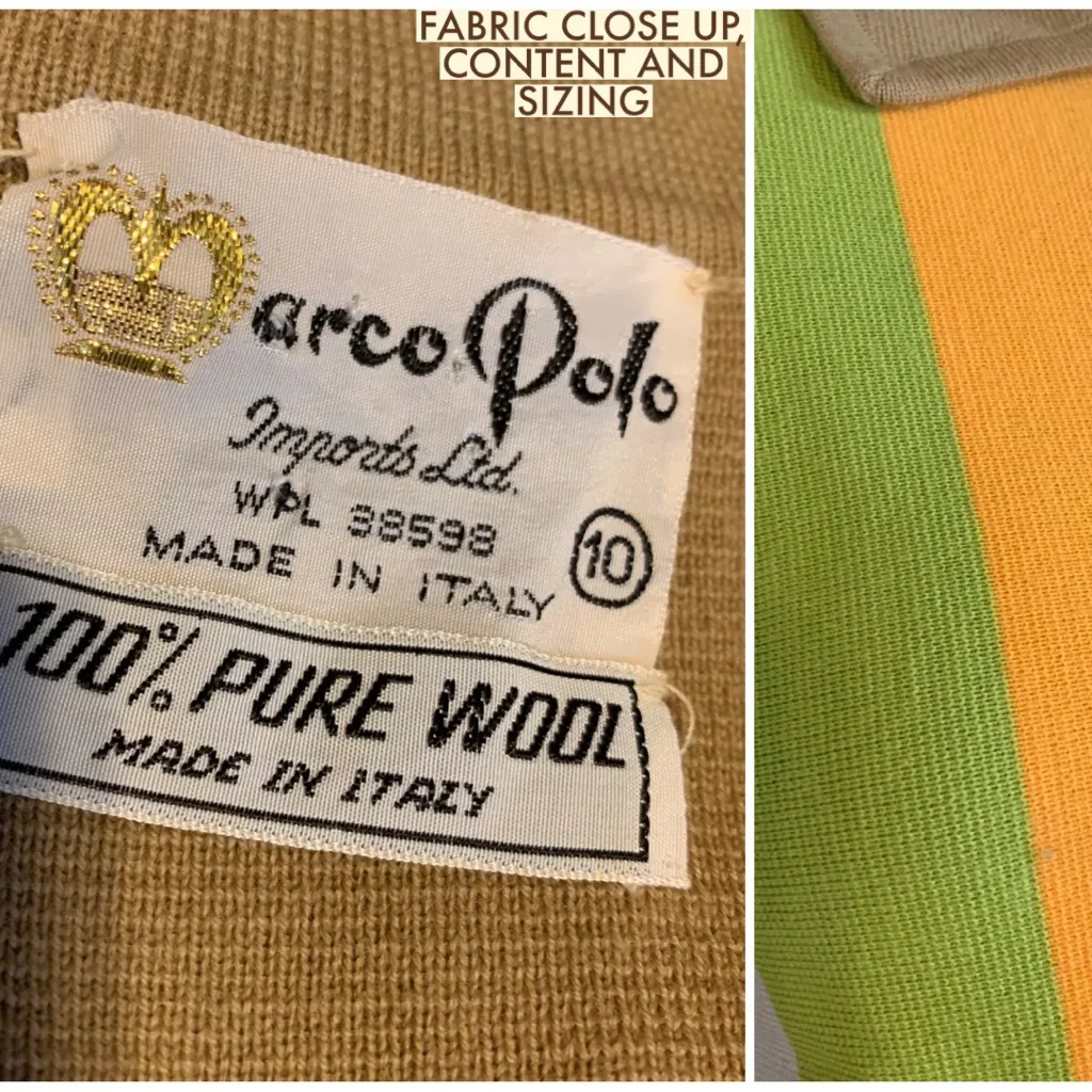 MARCO POLO IMPORTS VINTAGE 1960'S TAN, GREEN AND ORANGE WOOL CARDIGAN (10) - Image 12