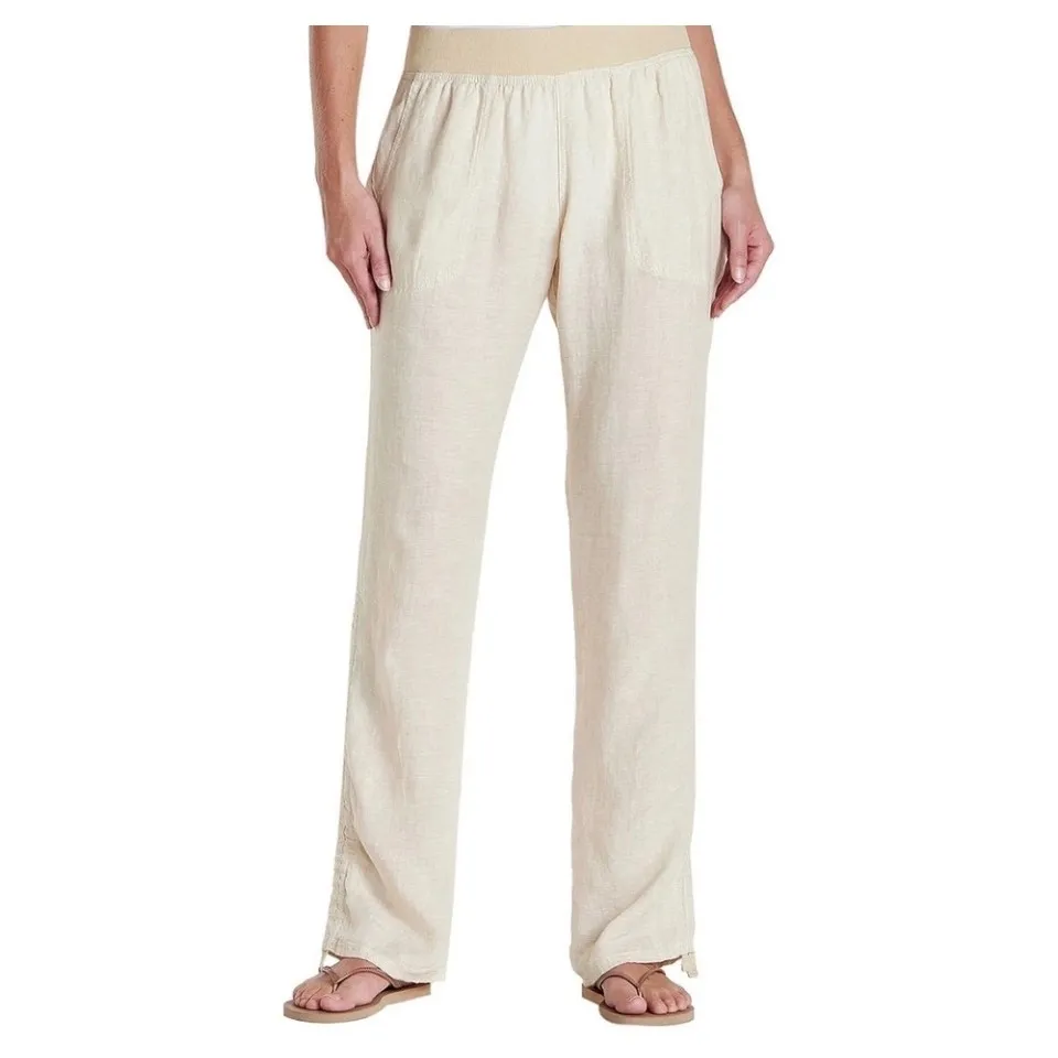 TOAD&CO Lina Pant 100% Linen Drawstring Waist Size Medium Beige Neutral Tan - Image 8