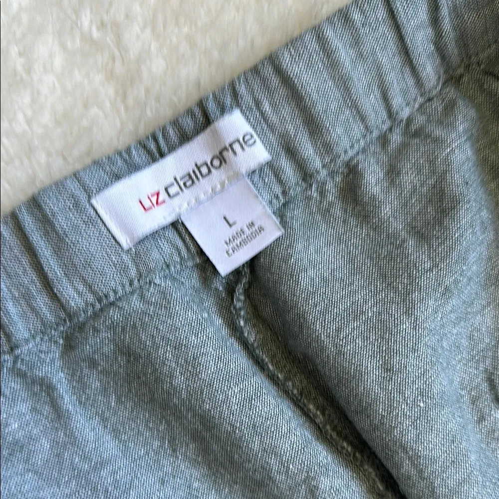 Liz Claiborne sage green wide leg linen pants size large - Image 2