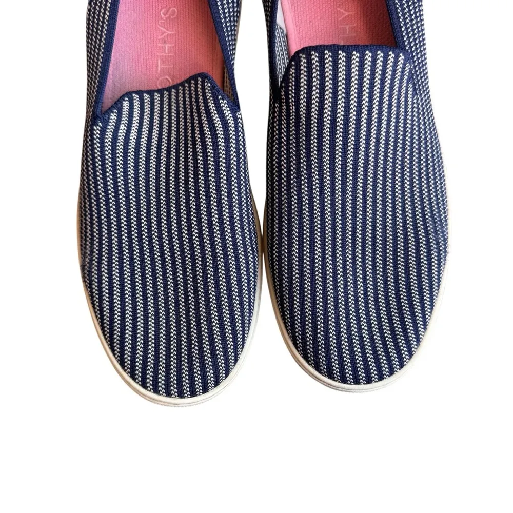 Rothy’s - The Original Slip-On Sneaker Women’s Navy Blue White Pinstripe Sz 11 - Image 3