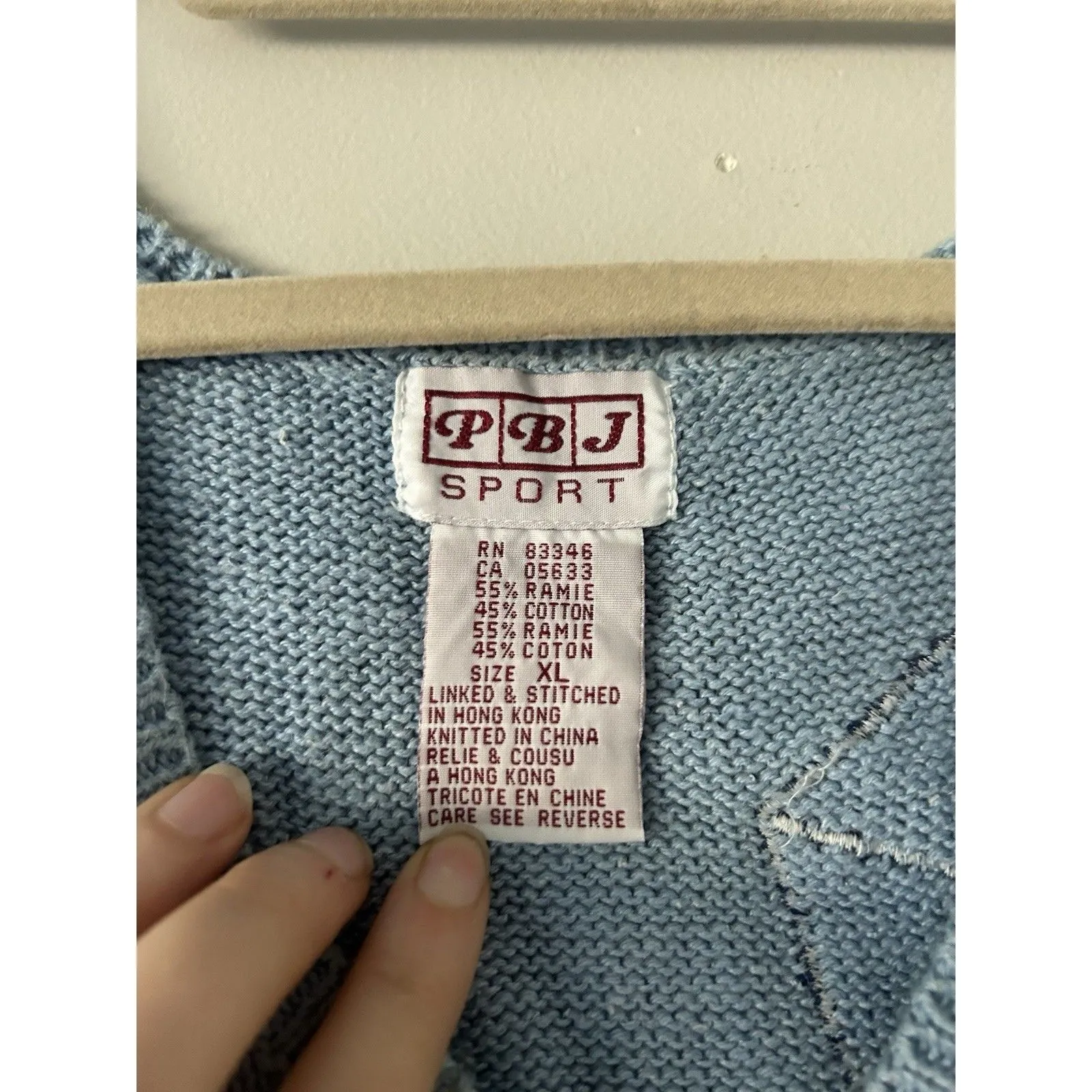 Vintage PBJ Sport Blue Vintage Sweater Vest Size XL Embroidered Kite Scene - Image 6