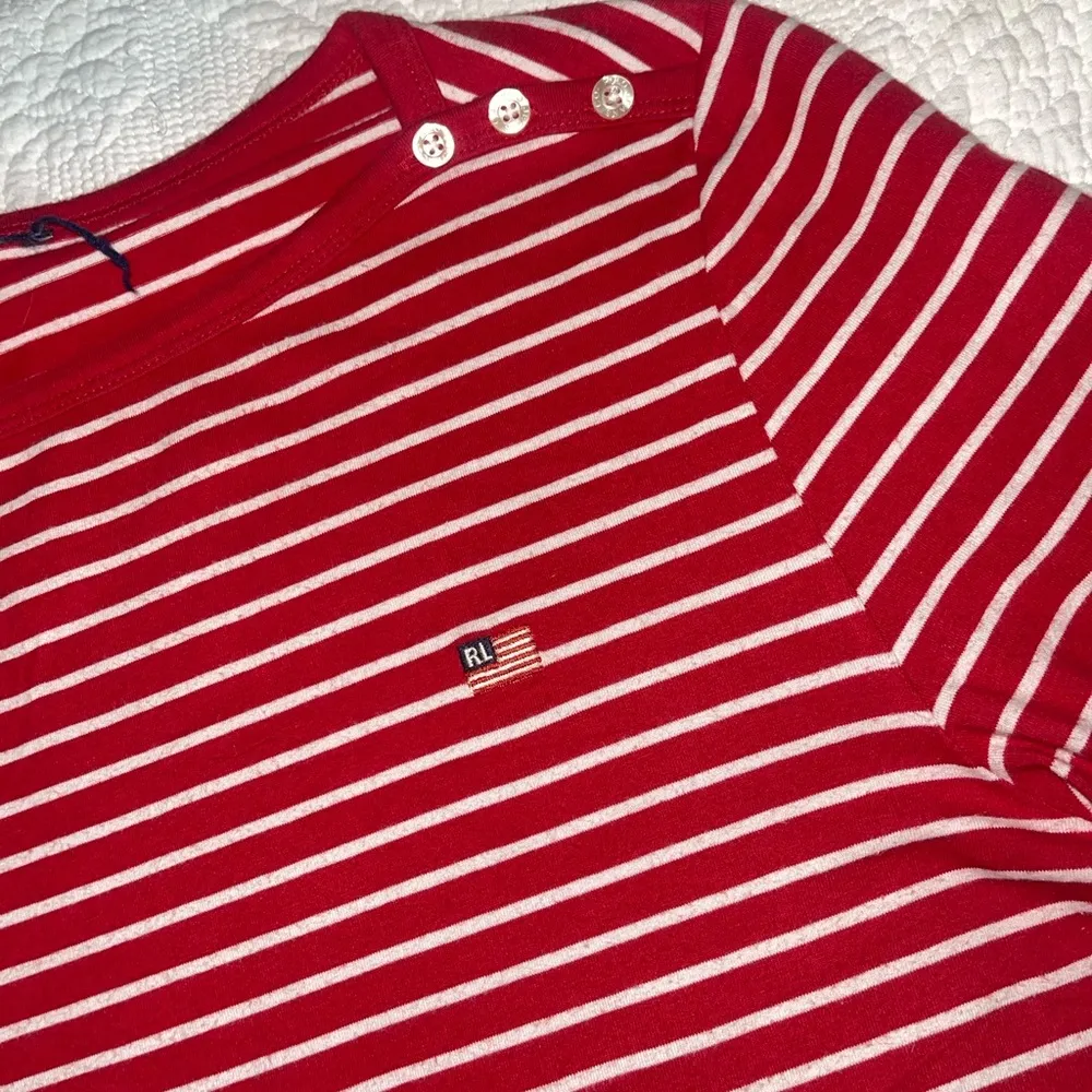 Ralph Lauren Petite Red Striped Top Size L - Image 2