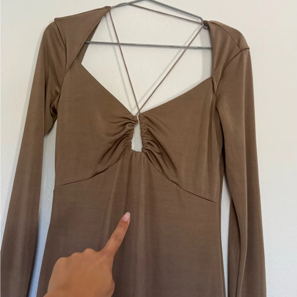 Jason Wu Tan Long Sleeve Dress - Image 5