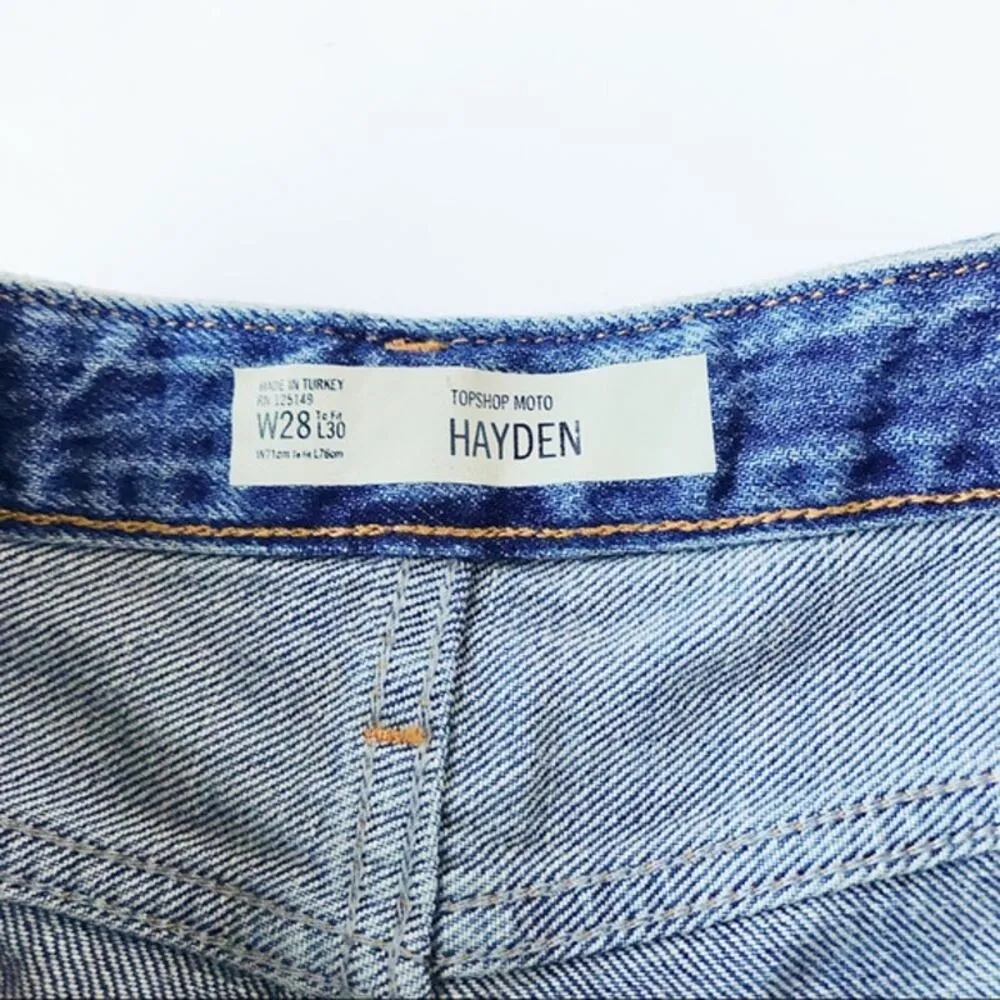 Topshop Medium Wash Denim Blue Distressed Hayden Moto Jeans Women's Size 28 - Image 3