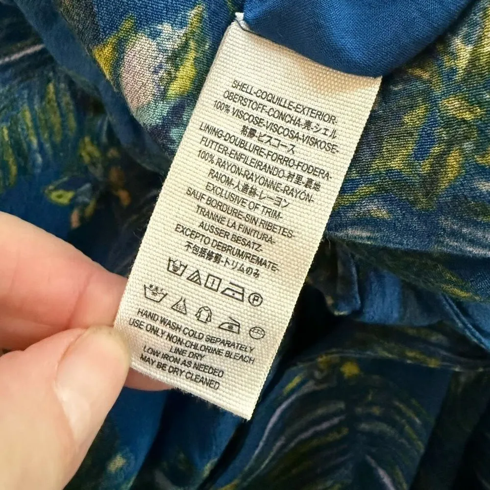 Free People Hot Tropics Blue Floral Wide Leg Capri Jumpsuit Front Tie $128 0 - Image 9