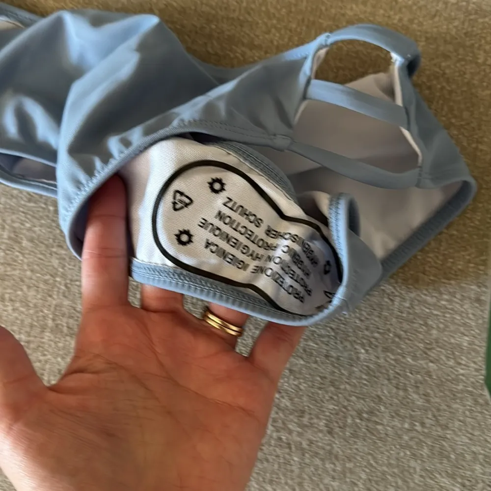 Blue Cheeky Back Cross Bikini High Waisted High Cut Side Straps Bottom M Size M - Image 4