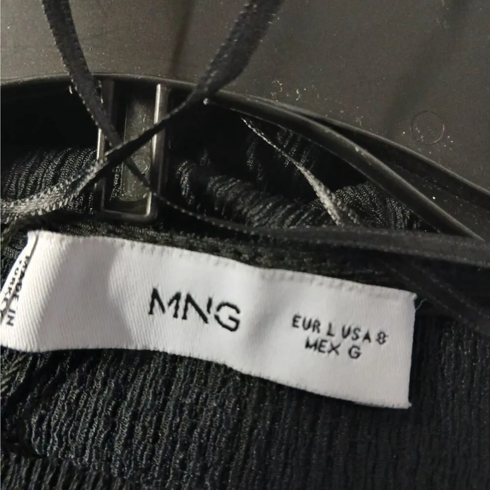 Mango MNG Faux Wrap Midi Dress Women's 8 Black Long Sleeve Business Casual - Image 6