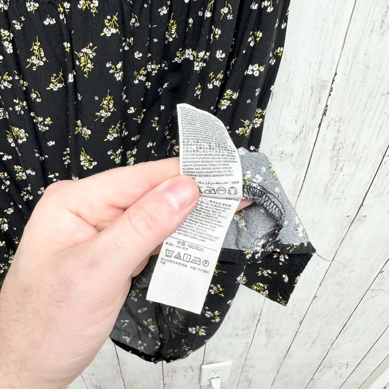 Old Navy Dress Women Size Medium Black Dainty Floral Short Sleeve T-Shirt Mini - Image 3