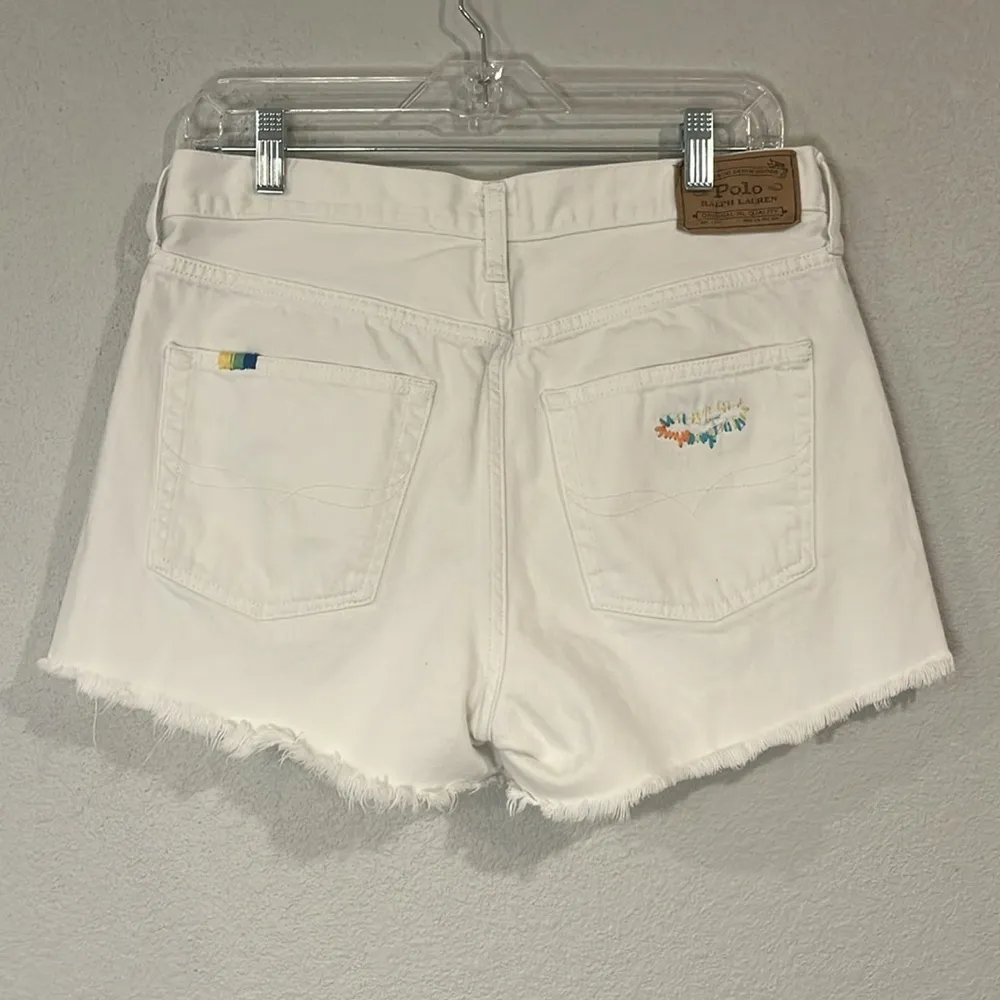 Polo Ralph Lauren Crosby relaxed distressed white cotton denim shorts 30 - Image 2