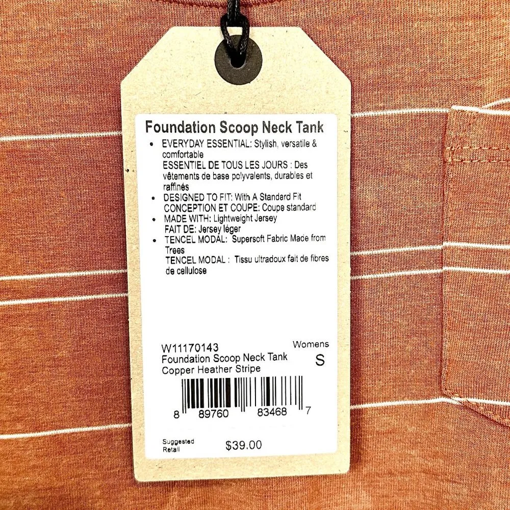 NWT Prana Foundation Scoop Neck Tank in Copper Heather Stripe - Size Small - Image 3