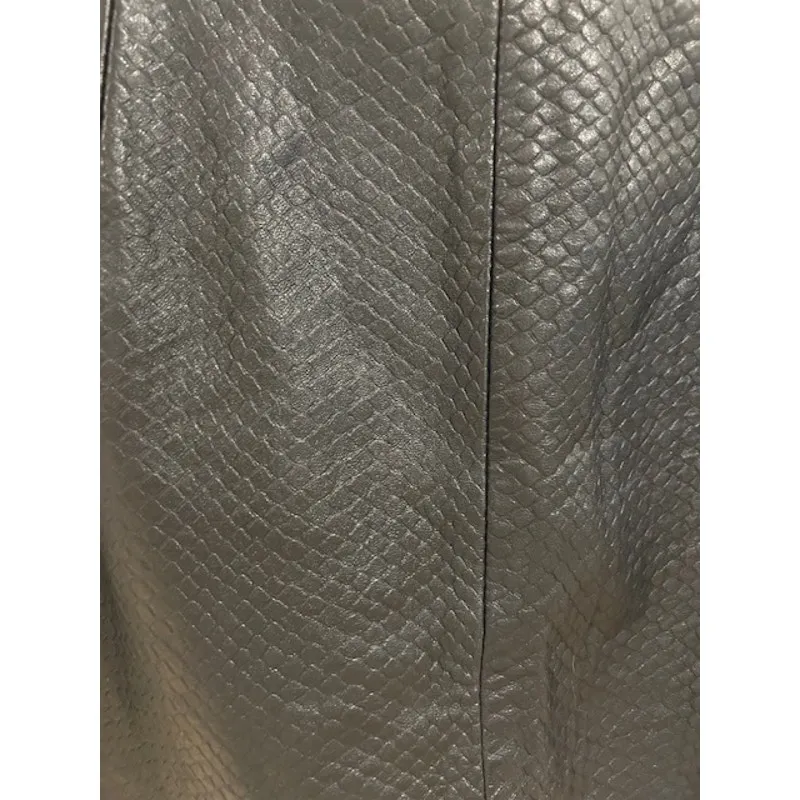 WILSONS Black Genuine Leather Luxe Snake Reptile Textured Skirt Vintage MEDIUM - Image 9