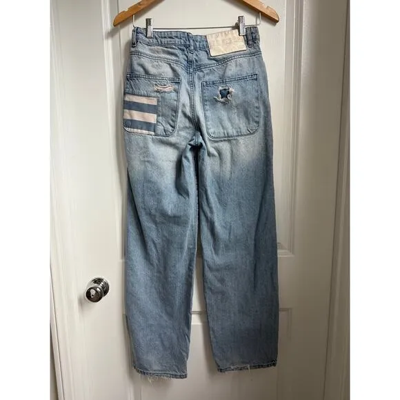 One‎ Teaspoon Womens Smiths Low Waist Wide Leg Denim Jeans Slouchy Multi Pocket - Image 6