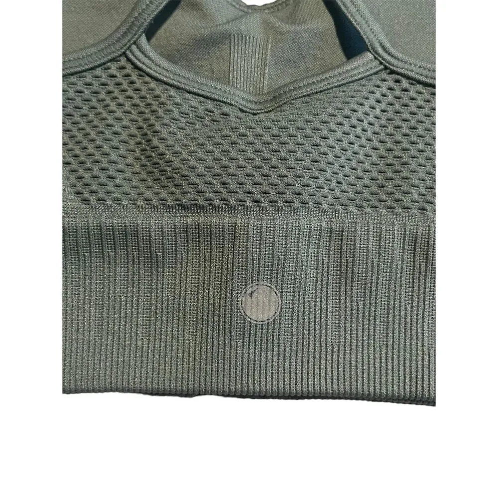 Yogalicious Sports Bra Womens Small Green Activewear Ribbed Perforated Yoga Gym - Image 7