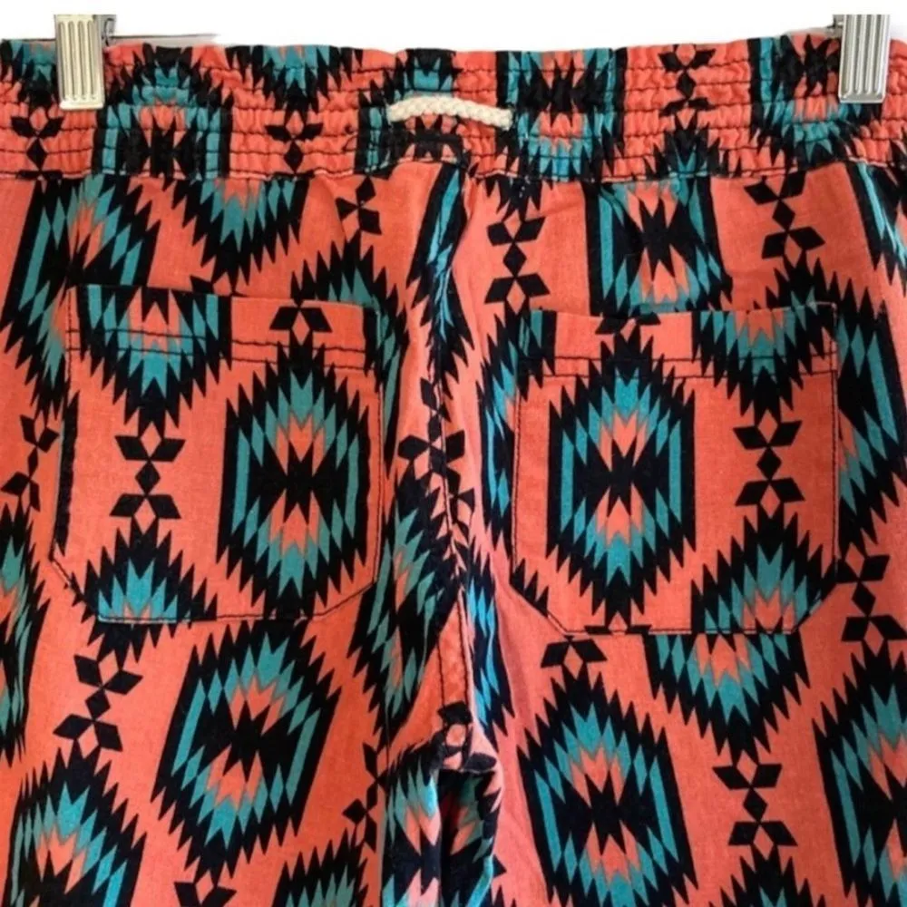 Boho Linen Beach Pants with Pockets Size Small Orange - Image 8