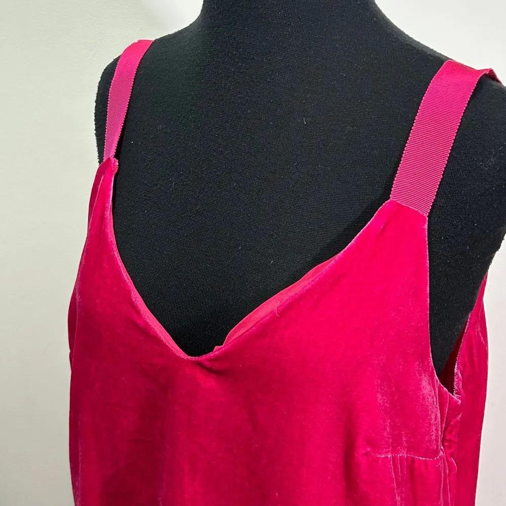 NWT J Crew Velvet Pink V-Neck Camisole‎ Tank Top with Wide Straps - Image 3