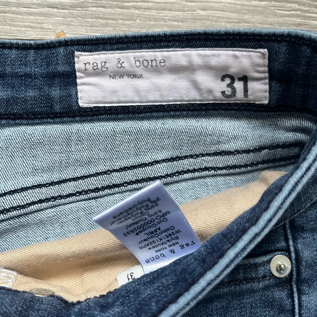 Rag & Bone Cate Mid Rise Ankle Skinny Blue Denim Jean Pants Classic Size 31 - Image 5