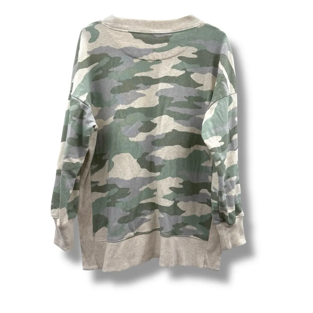 Aerie Good Vibes Oversized Gray Green‎ Camo Print Long Sleeve Sweater Sz M - Image 4