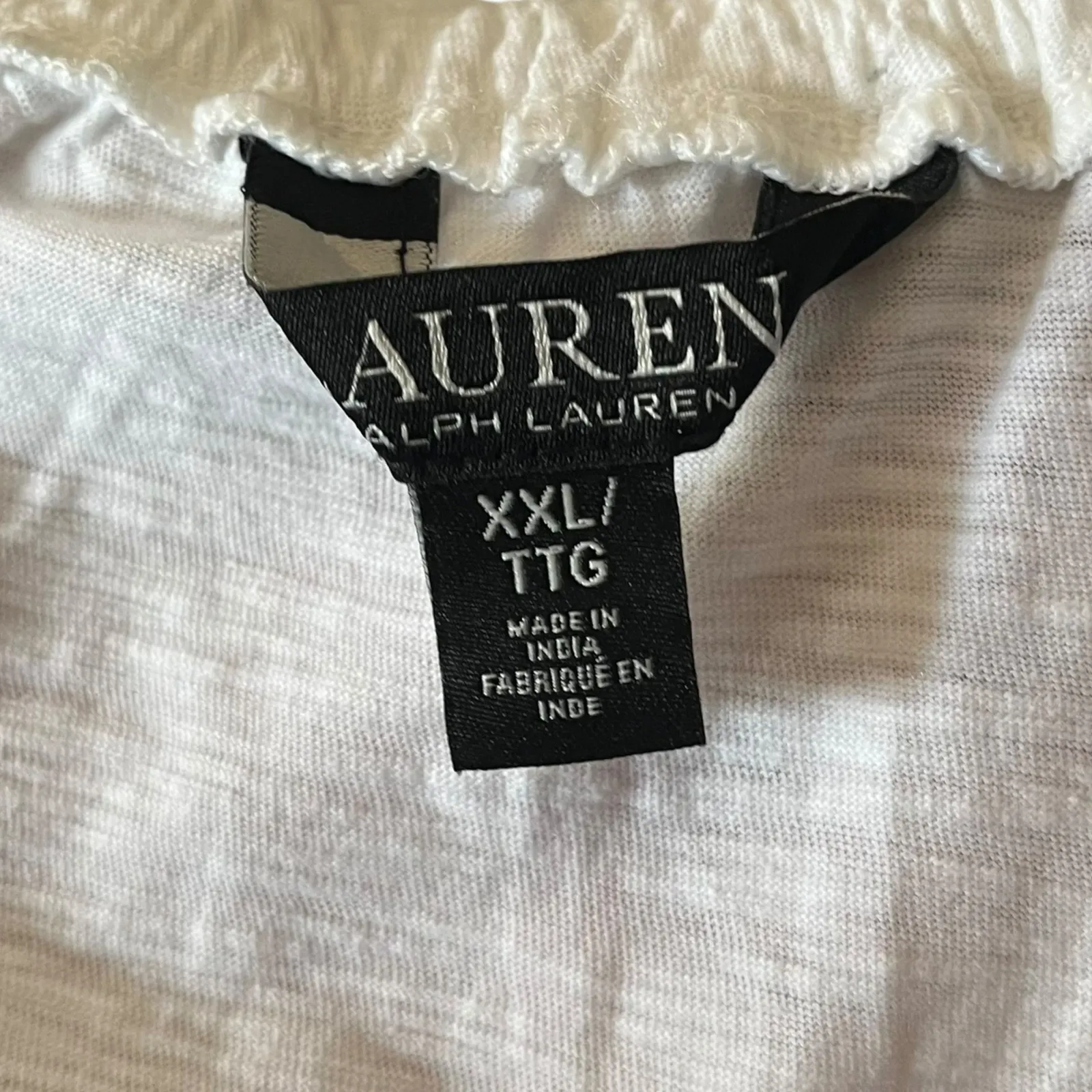 Lauren Ralph Lauren White Eyelet Blouse Top XXL‎ Tunic Peasant Off Shoulder - Image 7