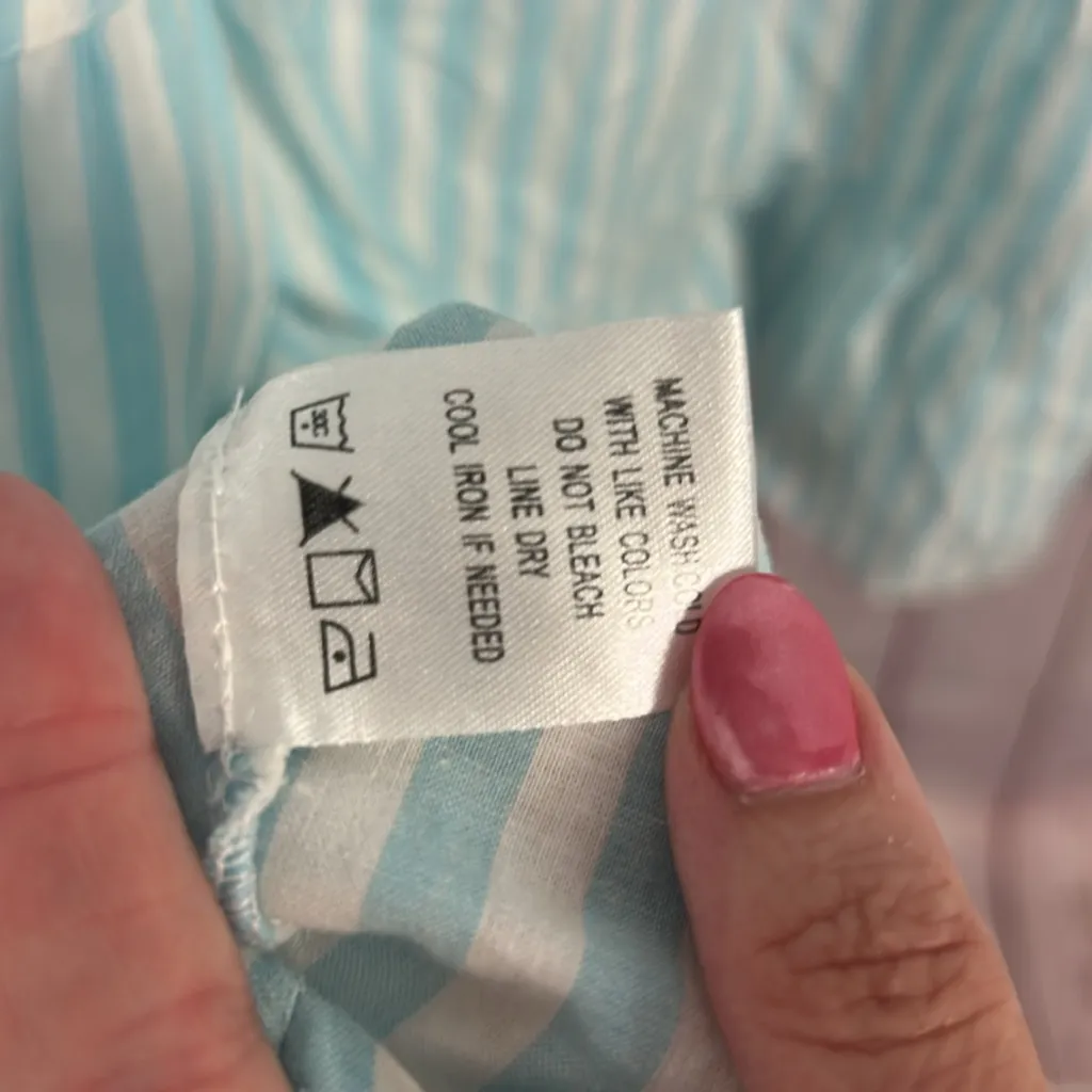 Tyler Boe Carter baby blue flared midi dress embroidery size medium linen cotton White - Image 9