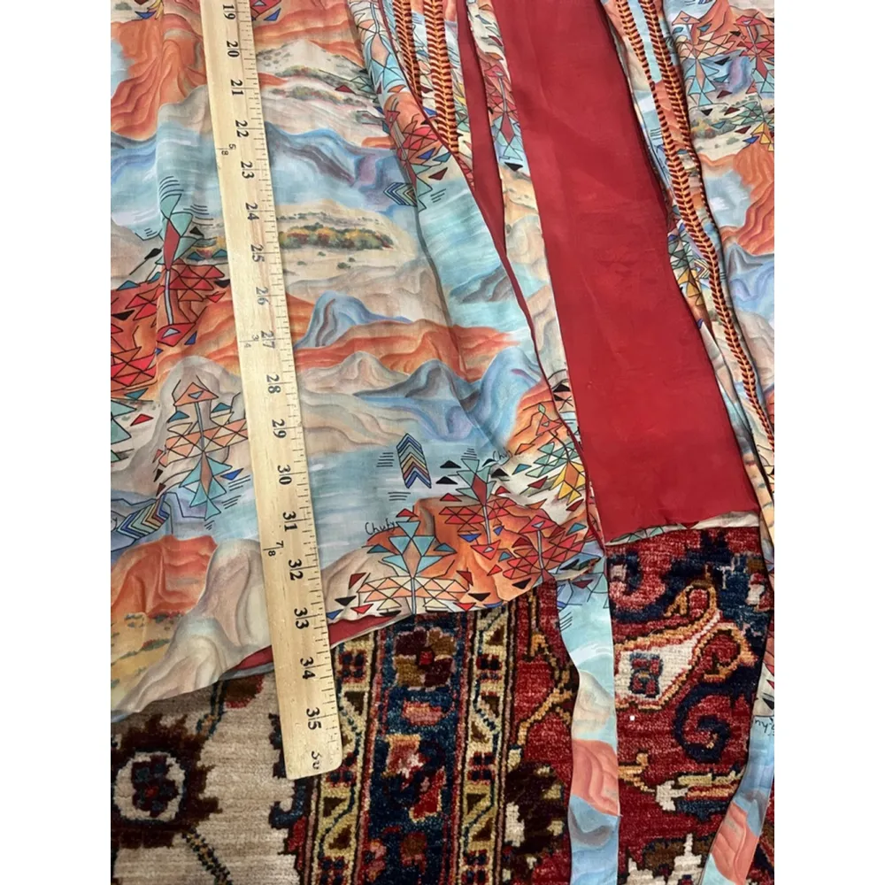 New with Tag Chufy Memories of Arizona Wearable Art Tie Kimono Orange Size M - Image 10