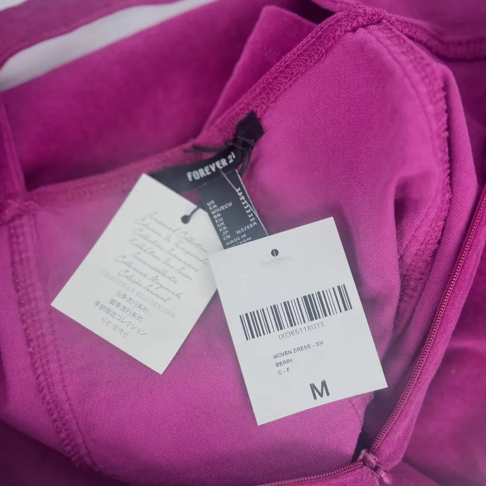 NWT Forever 21 Magenta Faux Suede Mini Casual Dress Size Medium - Image 4