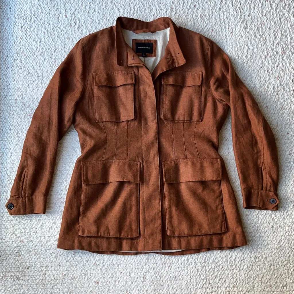 Banana Republic Arielle Linen Coset Field Safari Jacket Potter's Clay Medium - Image 2