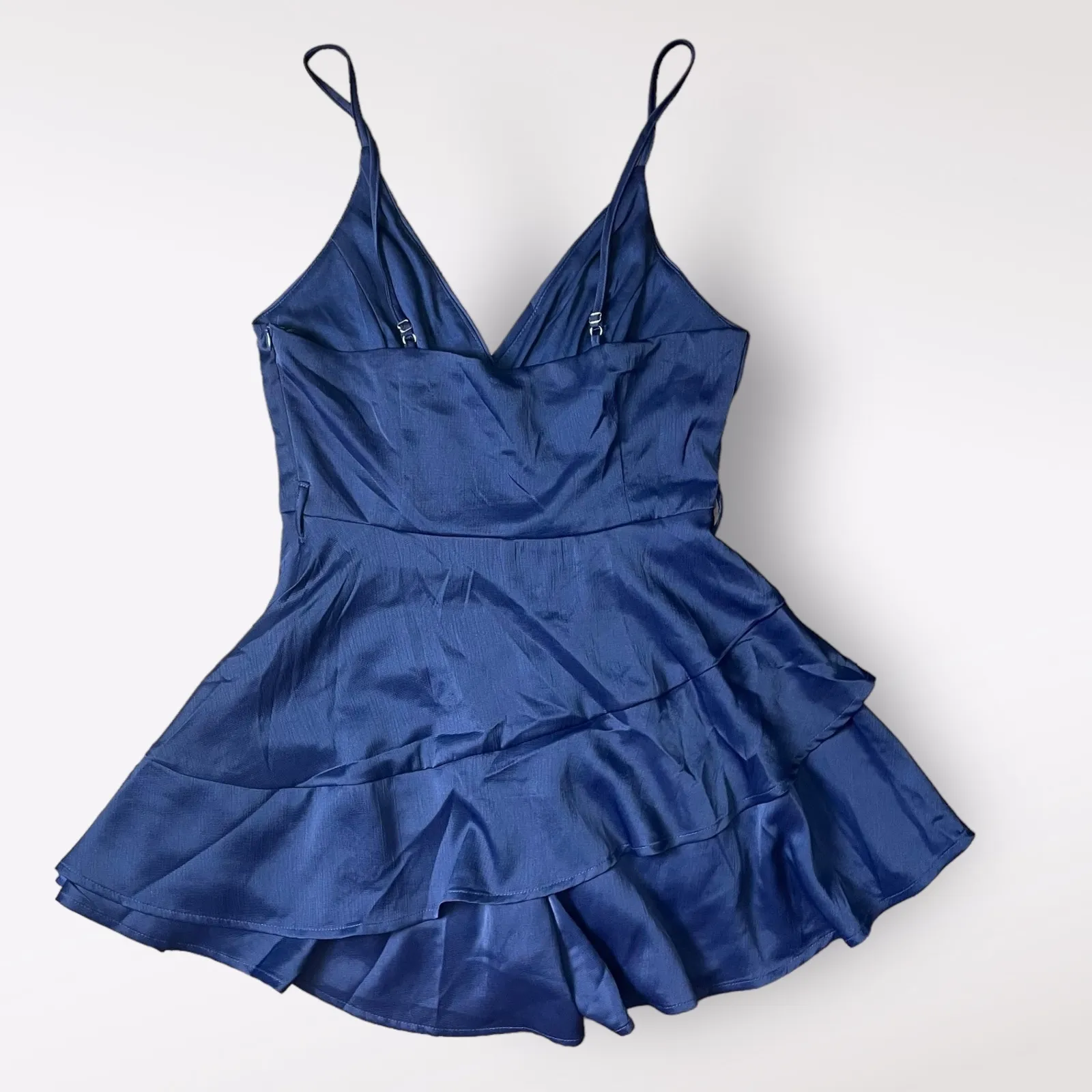 Altar’d State Navy Blue Satin Ruffled V - Image 2
