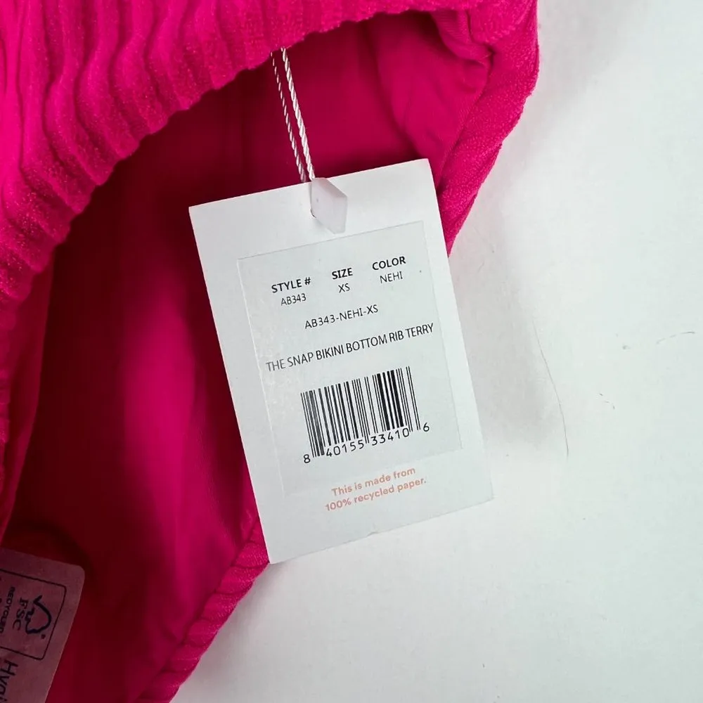 NWT Andie Swim The Snap Bikini Bottom Rib Terry Neon Hibiscus Size XS NEW - Image 5