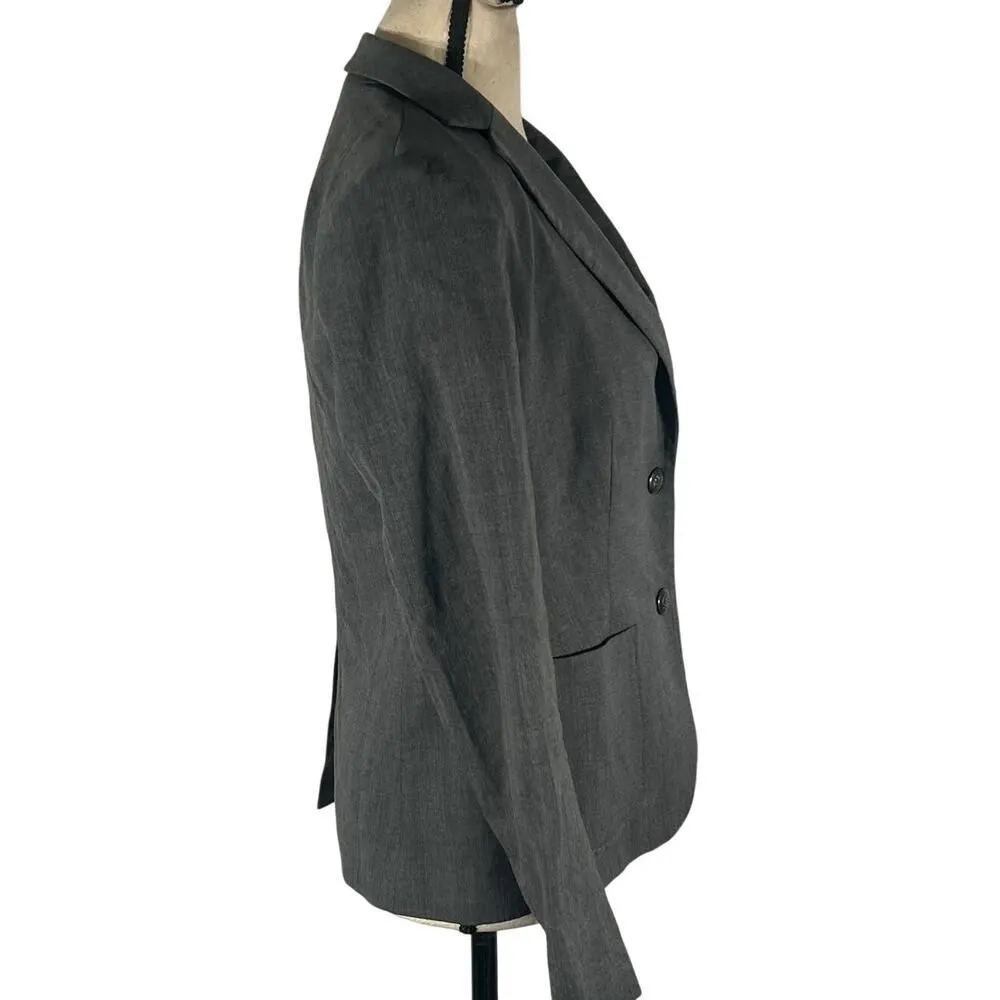 Gap Blazer Women's Size 2 Gray Wool Blend Button Front Long Sleeve Pockets Lined - Image 2