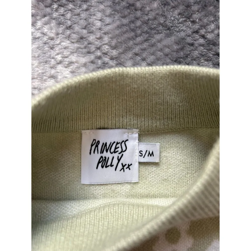 Princess Polly Ribbed Green Floral Mock Neck Pullover Sweater Size Small Medium - Image 3