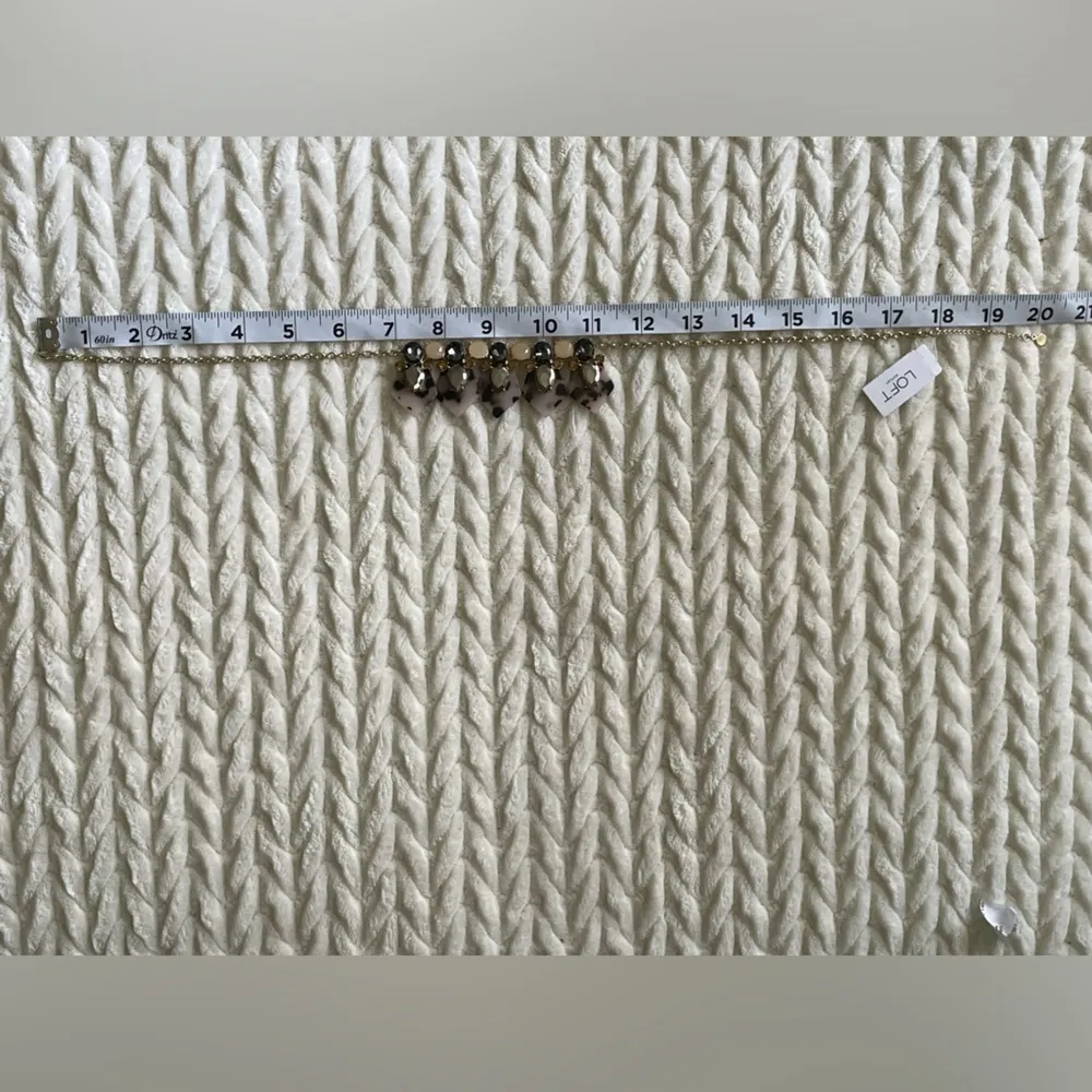 Ann Taylor Loft Art Deco Statement Necklace With Leopard Print And Gemstones - Image 5