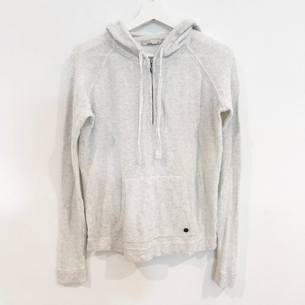 Prana Milani Popover Waffle Knit Hoodie Light Gray Outdoors Hiking Casual Small - Image 2