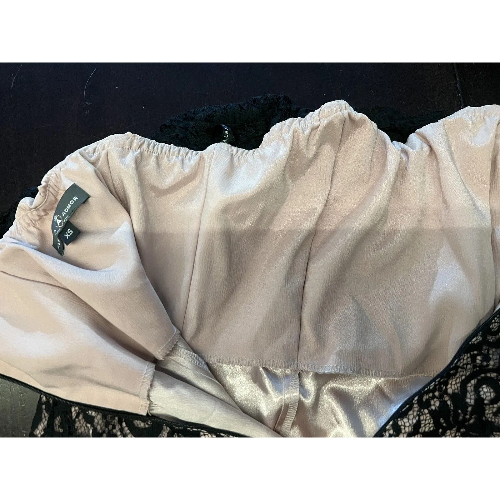 Alexia Admor Dress Womens XS Black Nude One Shoulder Lace One Sleeve Mini USA - Image 10