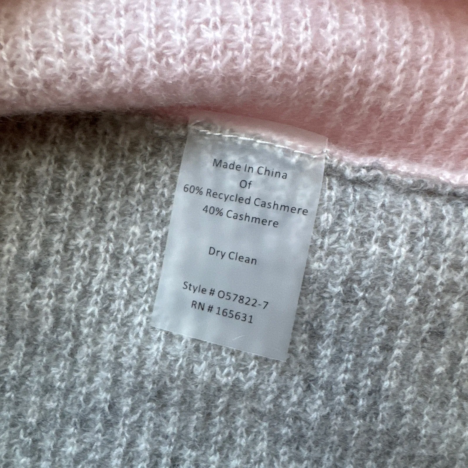 NWT Johnny Was Color Block Pink/ Grey Cashmere Sweater Sz S - Image 4