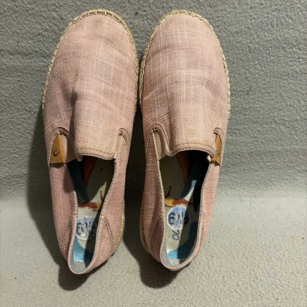 OluKai Kaula Pa’a Kapa Canvas Pink Rose Sea Salt Loafers Slip on Shoes size 6.5 - Image 8
