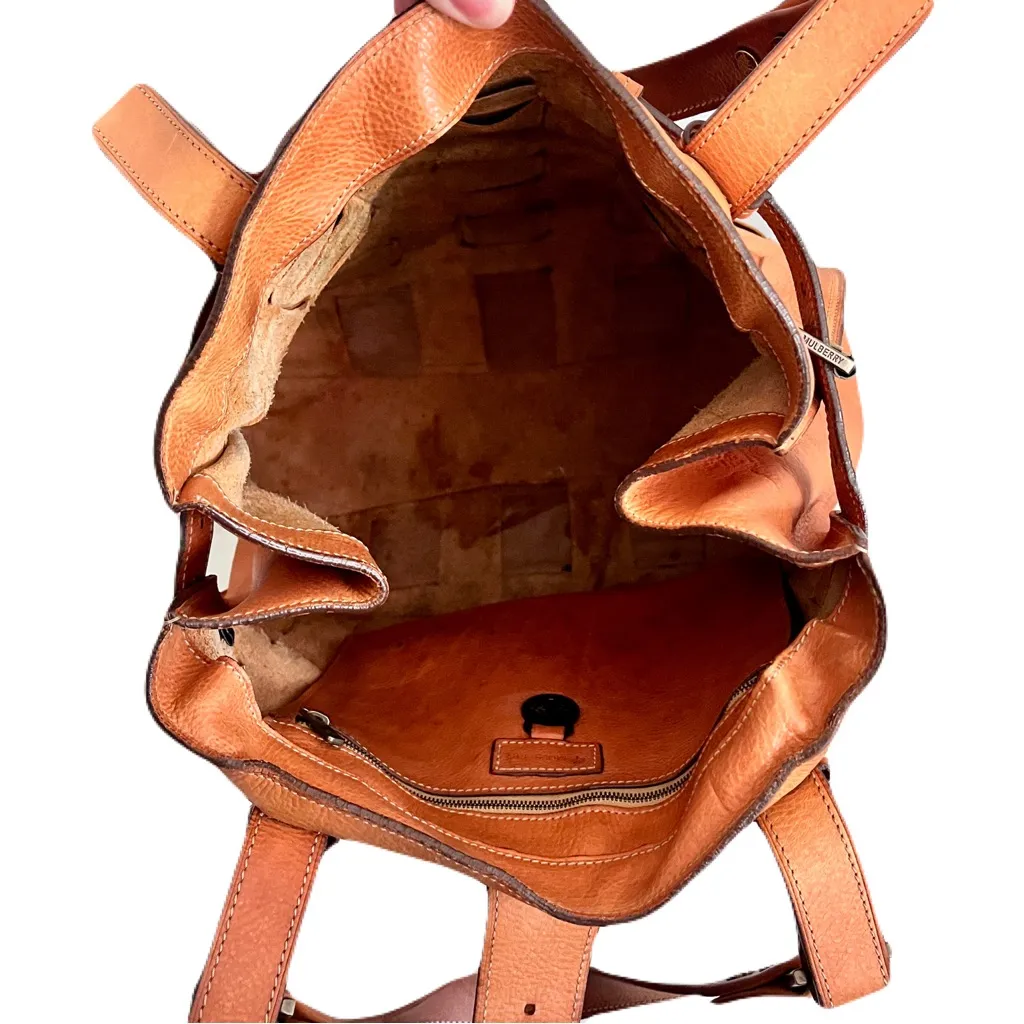 Vintage Mulberry Tonal Cognac Brown Leather Woven ‘Elgin’ Western Tote Bag - Image 8