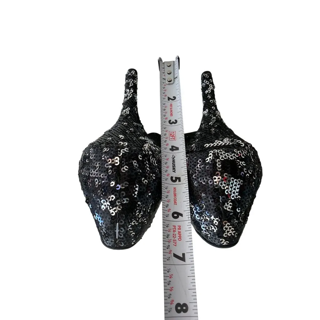 WHITE HOUSE BLACK MARKET Black Silver Sequin Heels Size 10 - Image 4