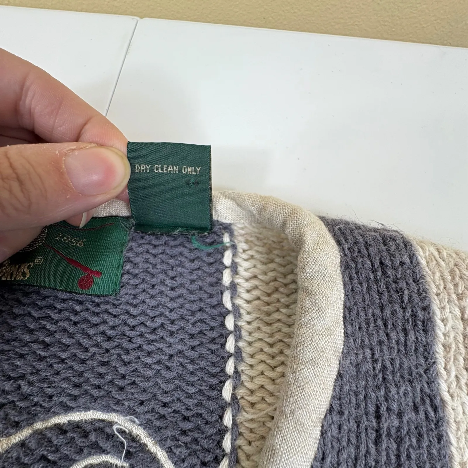 Vtg ORVIS Womens Patchwork Leaf Cardigan Sweater L Gray Button Front‎ Knit Y2K - Image 9