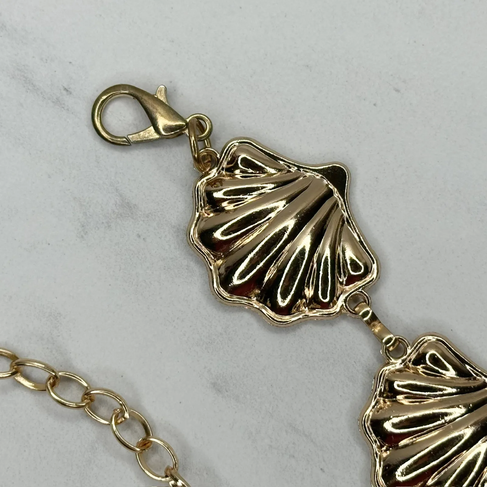 Seashell Concho Gold Tone Chain Link Belt XS/Small (XS/S) Coastal Cowgirl 🐚 - Image 3