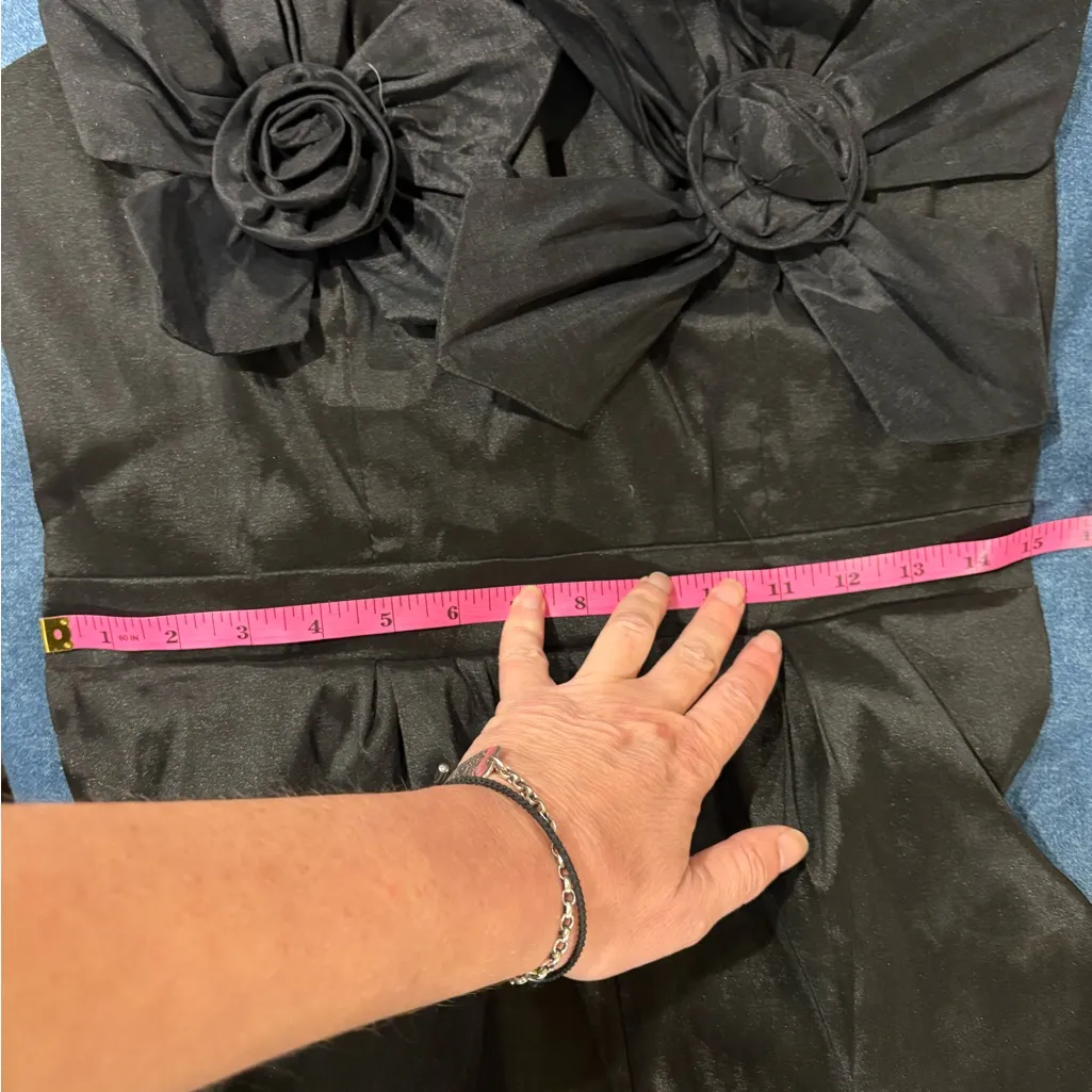 SHEIN  artsy unique 3-D flowers strapless jumpsuit black sz L - Image 6