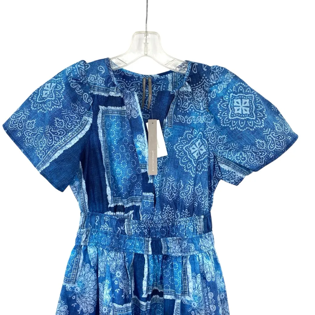 Anthropologie Somerset Maxi Dress Blue Patchwork New - Image 4