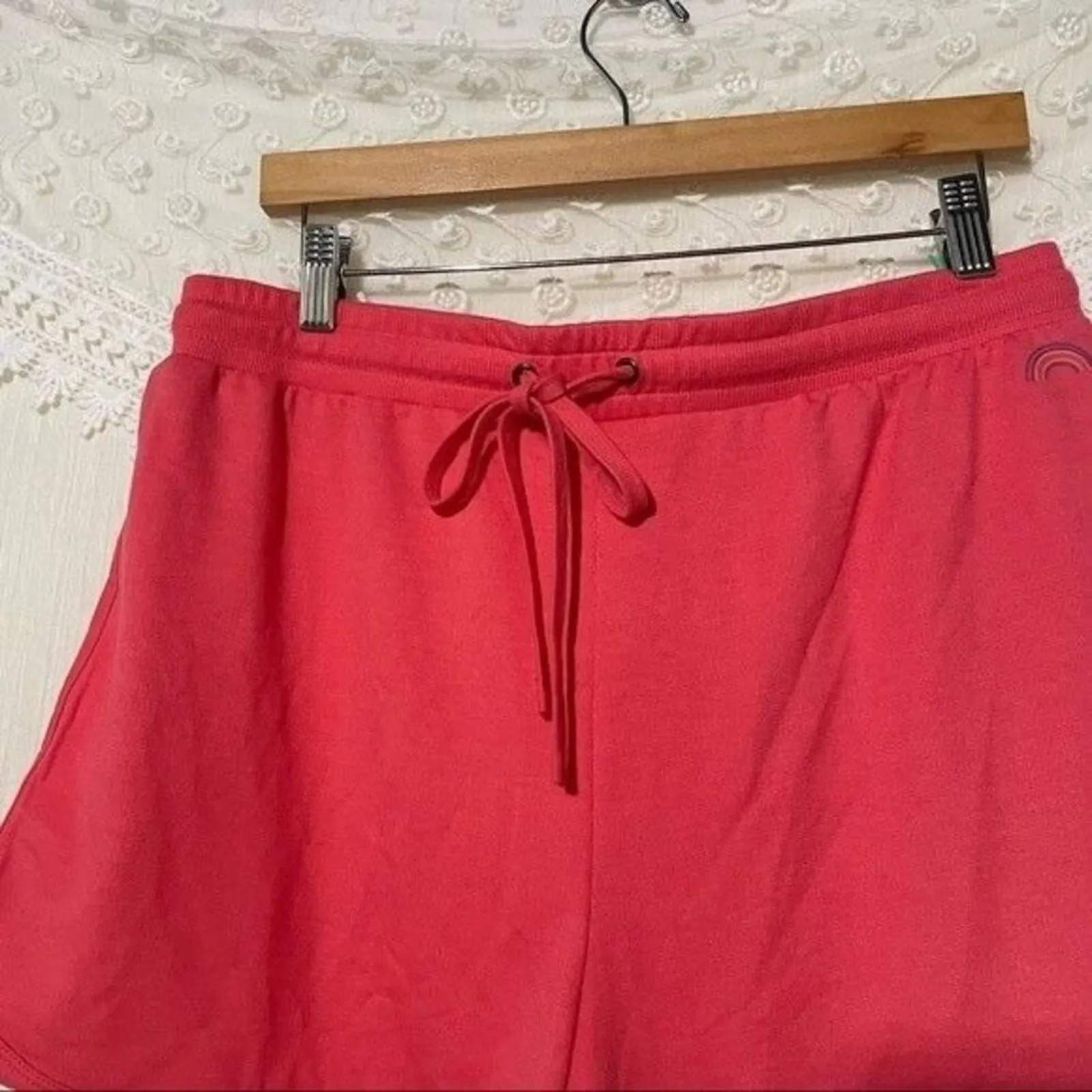 JANE & DELANCEY Shorts Elastic Tie Waist Embroidered Rainbow Large - Image 3