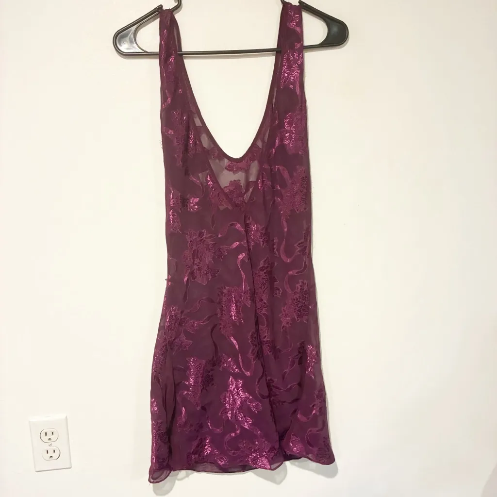 Vintage Victoria Secret‎ Gold Label Purple Mini Dress Lingerie Medium Chemise - Image 4