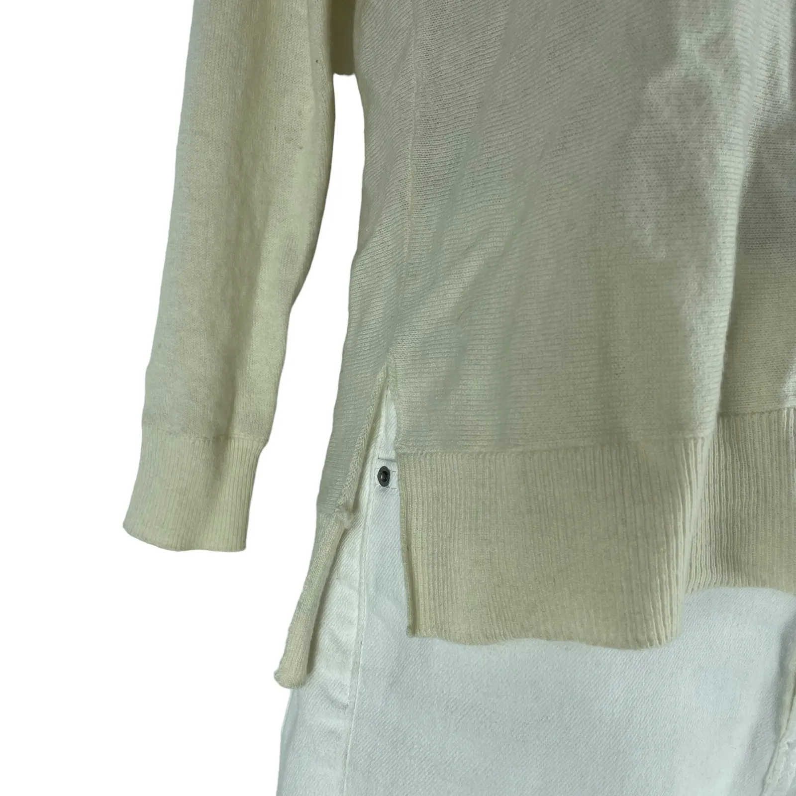 Vince Seamed Cowl Neck Wool Cashmere Sweater Ivory Boxy Size XXS - Image 5